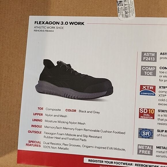 Men's work shoes Reebok  Flexagon 3.0 Work size 10W athletic work shoe - Picture 10 of 13
